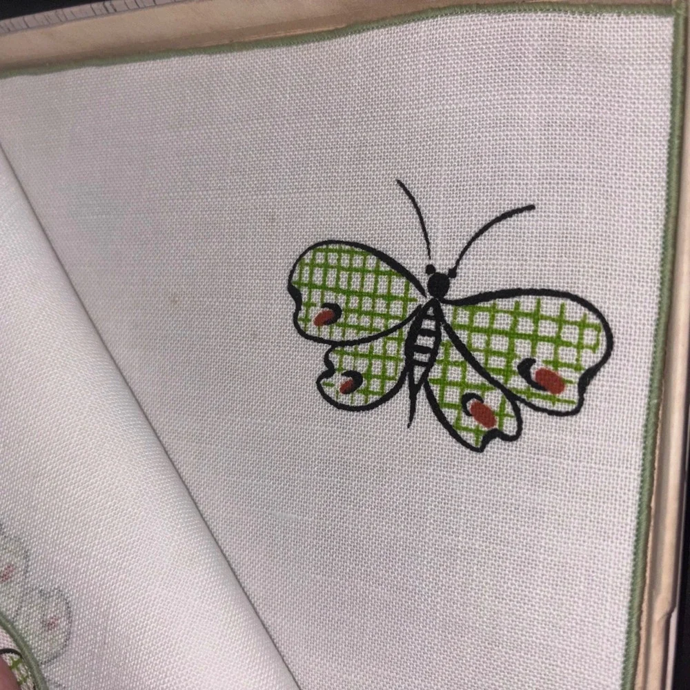 Vintage Timely‎ Linens | 8pc Set | Embroidered Butterfly | MCM | NEW Small Flaw